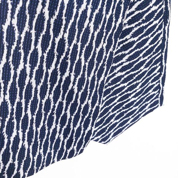 Ann Taylor NWT LOFT Faux Asymmetrical Wrap Skirt Navy Ikat Print Medium Petite - Picture 3 of 7